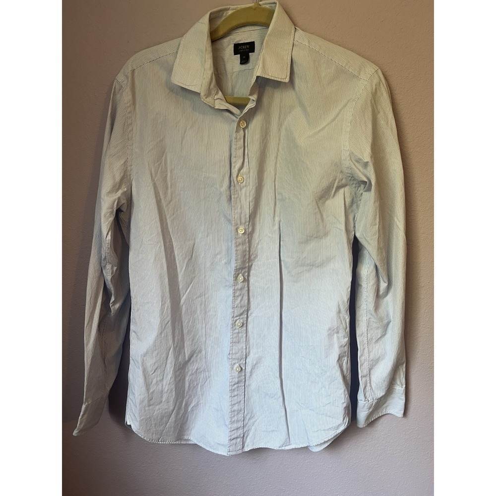 J Crew Mens Ludlow 120's 2 Ply Blue Stripe Button-up Collared Shirt Size Medium